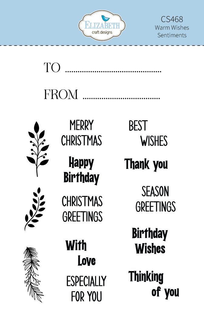 Elizabeth Craft Designs Warm Wishes Sentiments Clear Stamp Set cs468