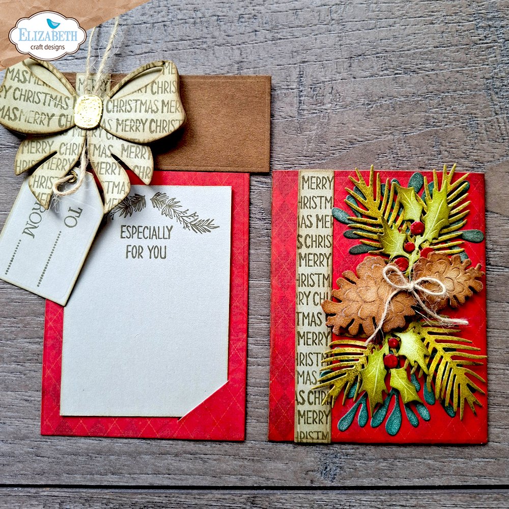 Elizabeth Craft Designs Warm Wishes Sentiments Clear Stamp Set cs468 especially for you merry christmas gift card holder