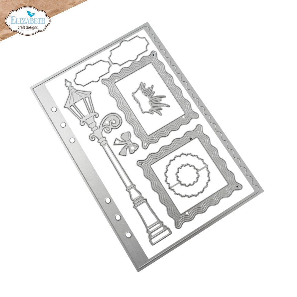 Elizabeth Craft Designs Wavy Page and Lamppost Dies 2390 outline