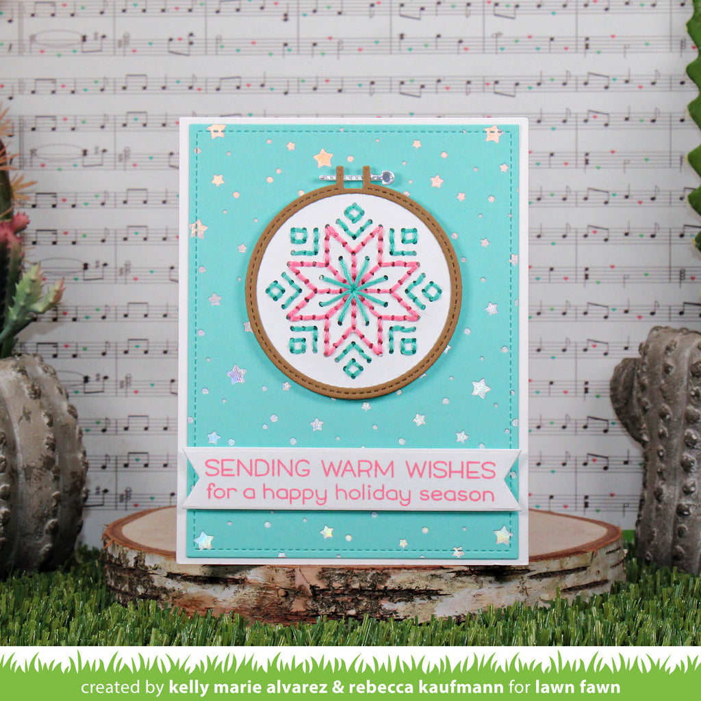 Lawn Fawn Starry Sky Background Hot Foil Plate Cross Stitch Snowflake