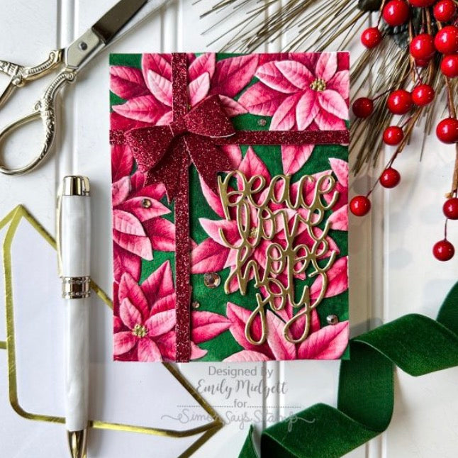 Simon Says Stamp Embossing Folder and Cutting Dies Brilliant Poinsettias sfd431 Sweet Wishes Christmas Card | color-code:ALT07