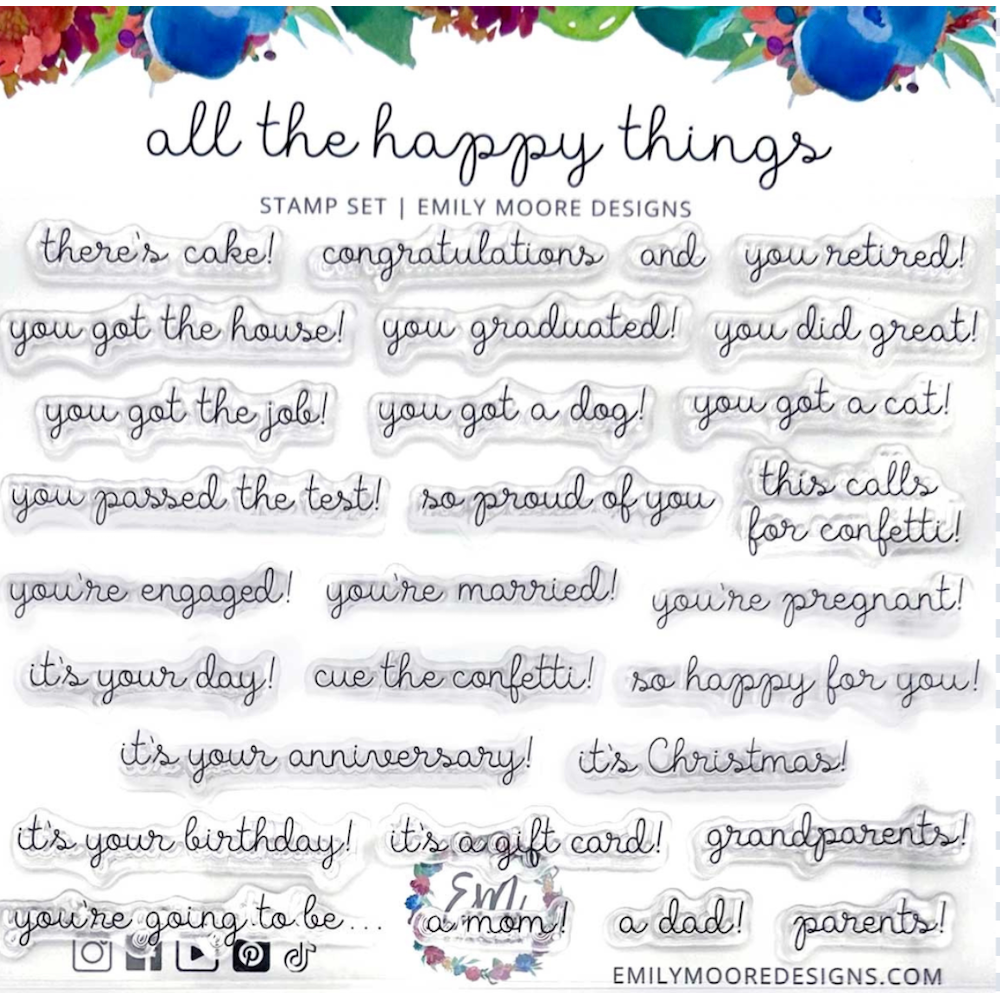 Emily Moore Designs All the Happy Things Clear Stamp Set stp-aht-01