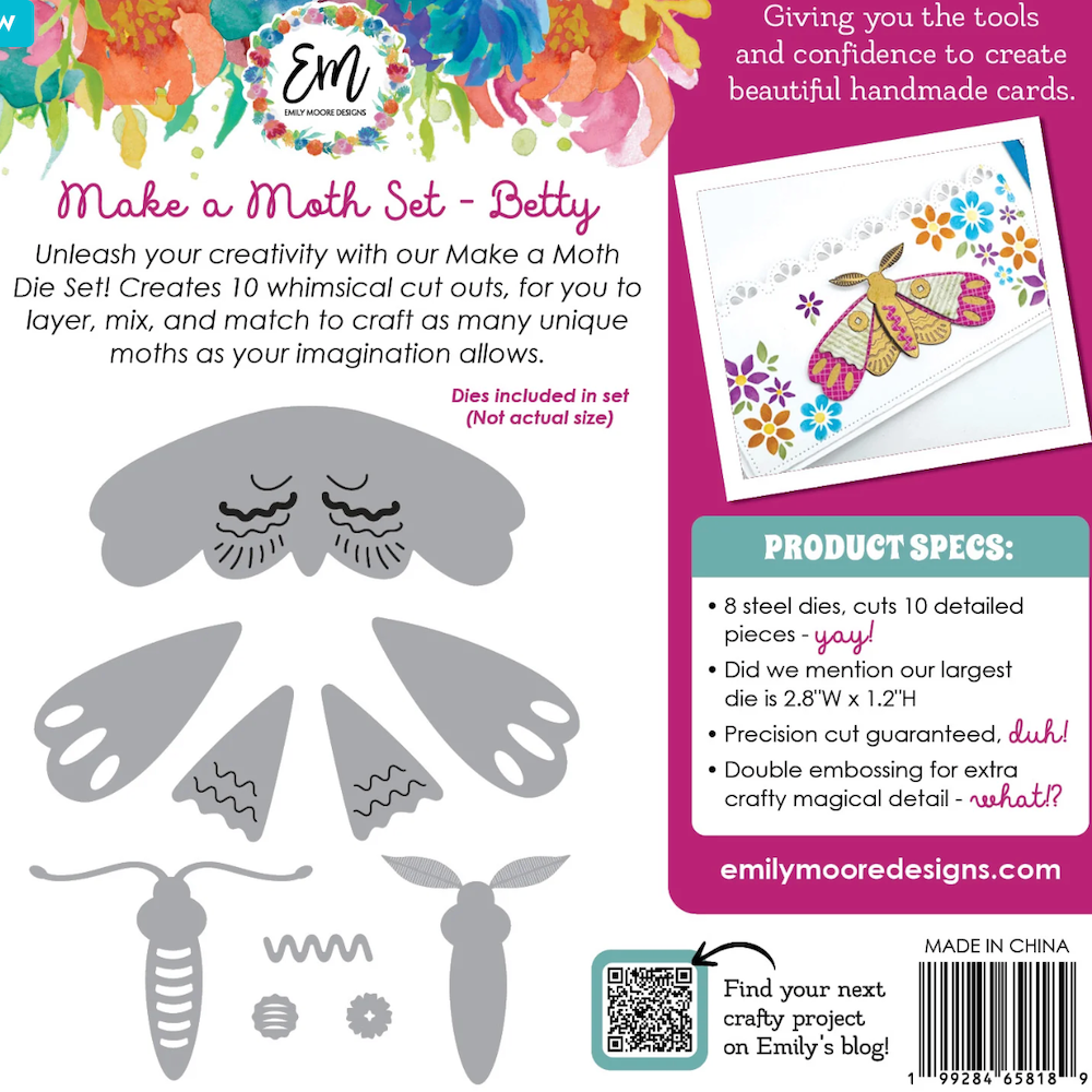 Emily Moore Designs Betty Moth Die Set die-mmb-01 back