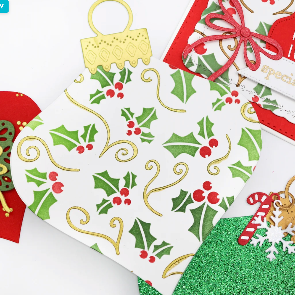 Emily Moore Designs Curvy Ornament Nested Die die-con holly and swirls