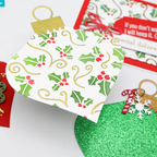Emily Moore Designs Holly & Swirls Stencil Set stc-hsl ornament gold red green 