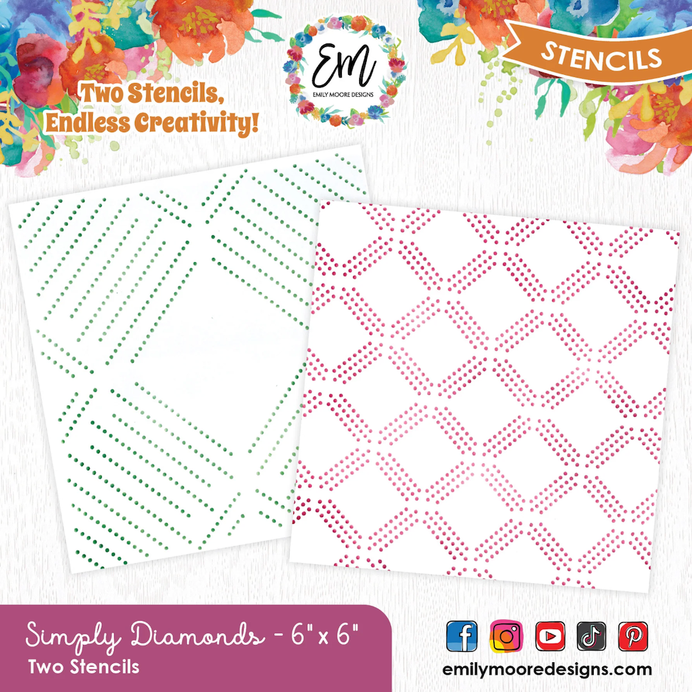 Emily Moore Designs Simply Diamonds Stencil Set stc-sim