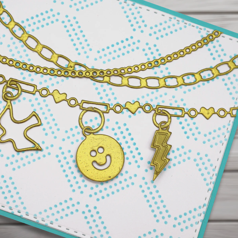 Emily Moore Designs Simply Diamonds Stencil Set stc-sim gold charms and chaine