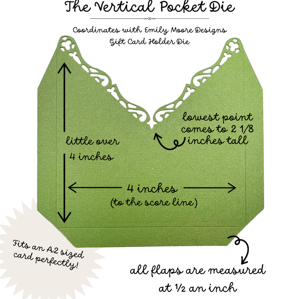 Emily Moore Designs Vertical Pocket Die Set die-vpd-01 size