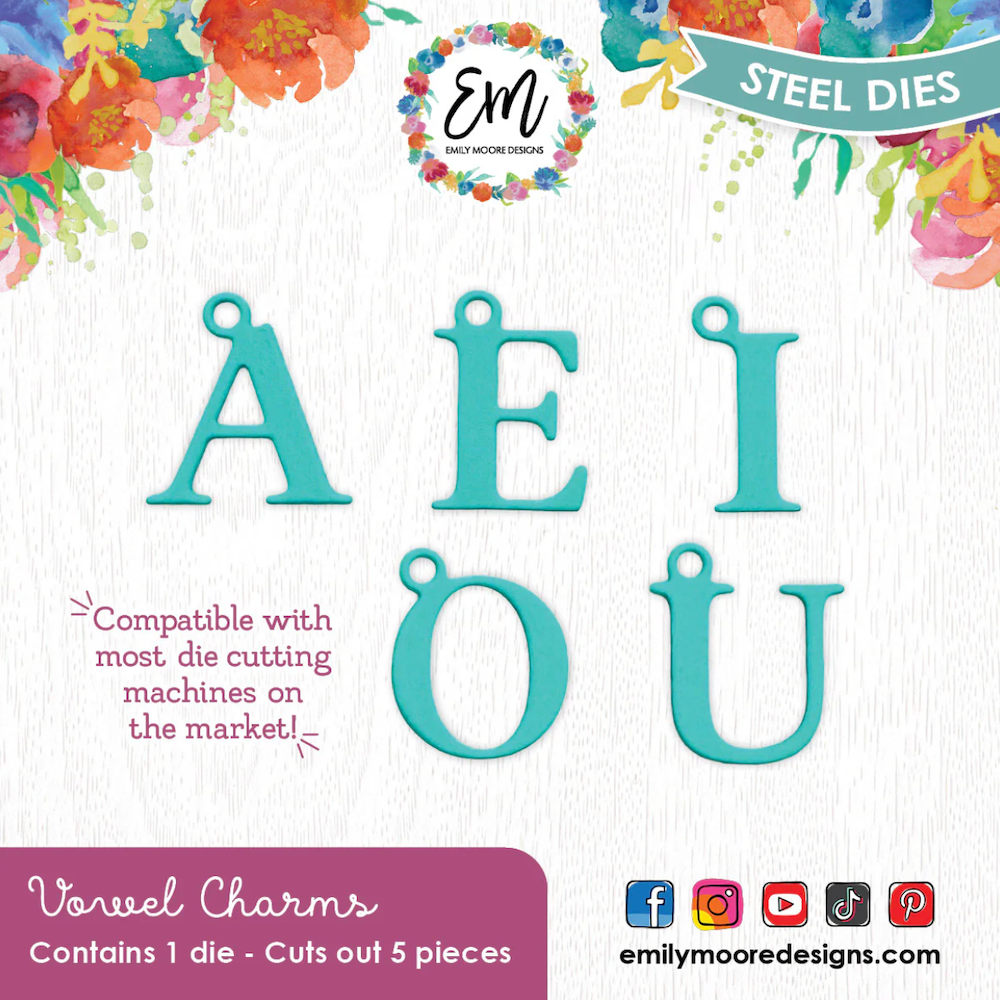 Emily Moore Designs Vowel Charm Die Set die-vow