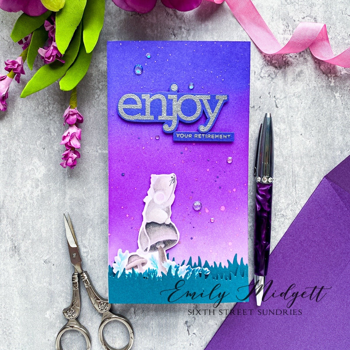 CZ Design Stamps And Dies Enjoy Phrases set669ep Stamptember Retirement Card | color-code:ALT01