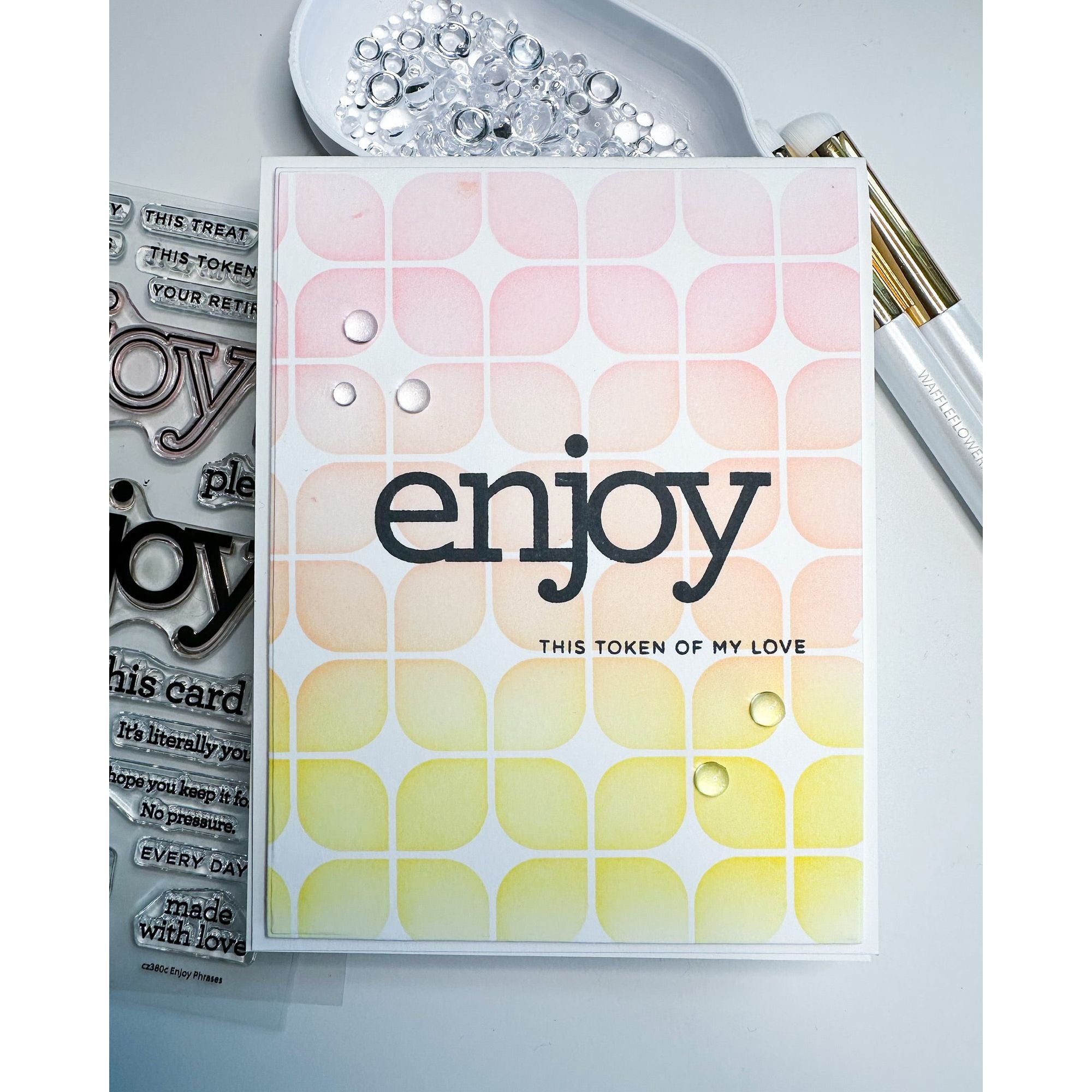 CZ Design Clear Stamps Enjoy Phrases cz380c Stamptember Love Card