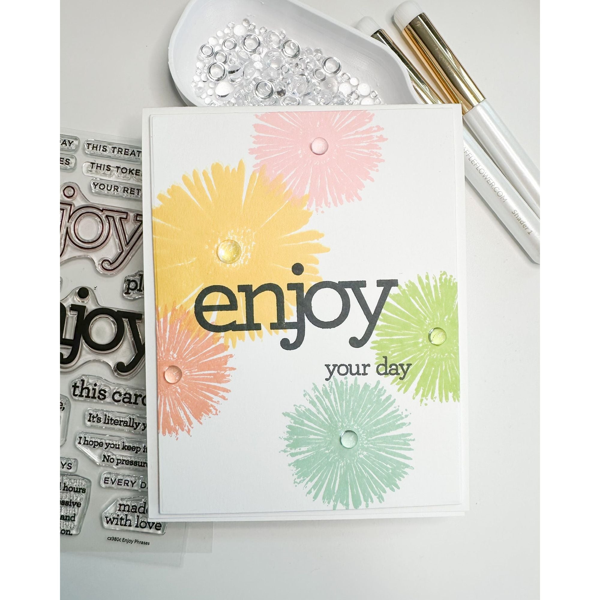 CZ Design Clear Stamps Enjoy Phrases cz380c Stamptember Birthday Card