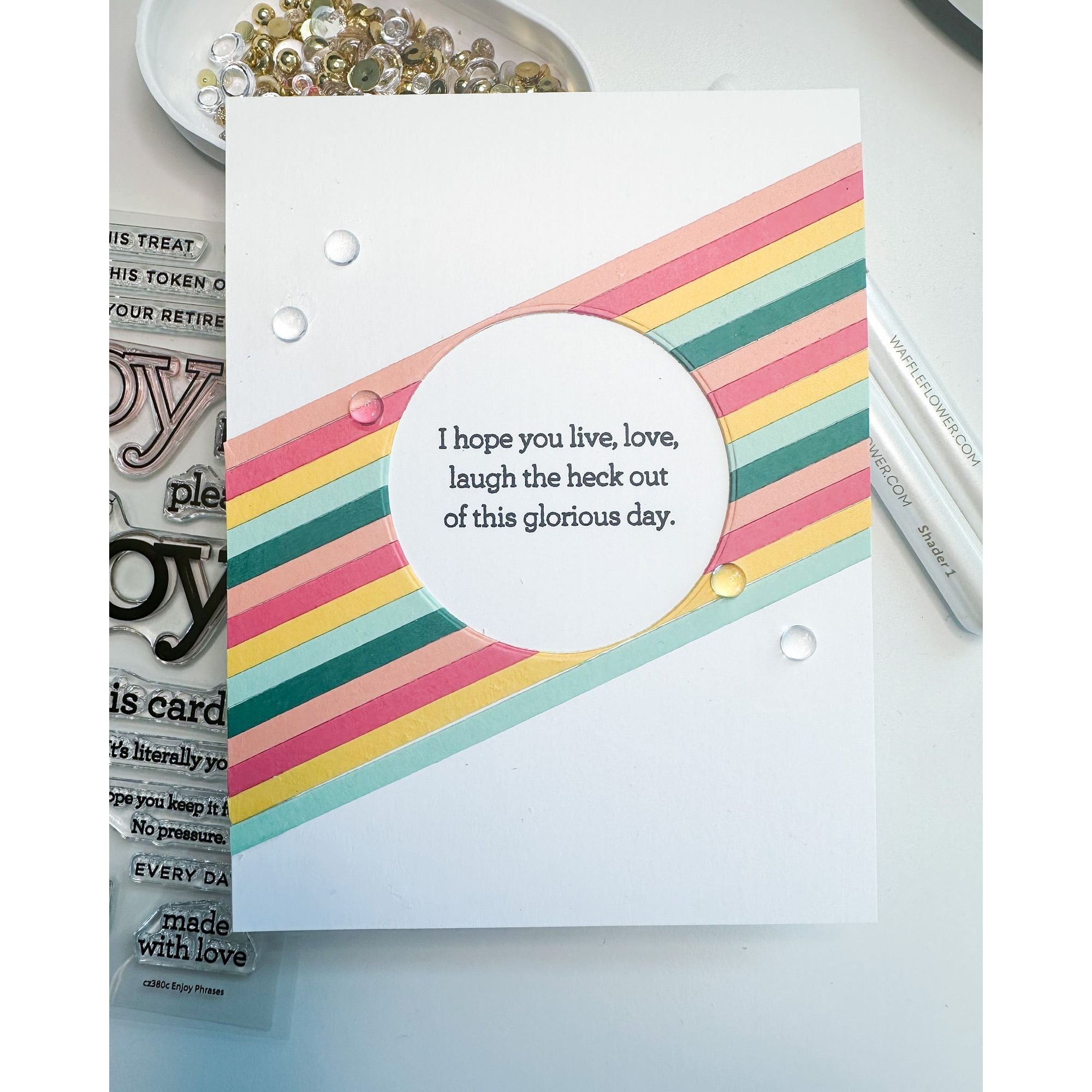 CZ Design Clear Stamps Enjoy Phrases cz380c Stamptember Birthday Card