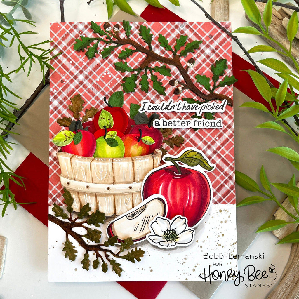 Honey Bee Lovely Layers Oak Branch Dies hbds-lloakb I Couldn't Have Picked A Better Friend Card