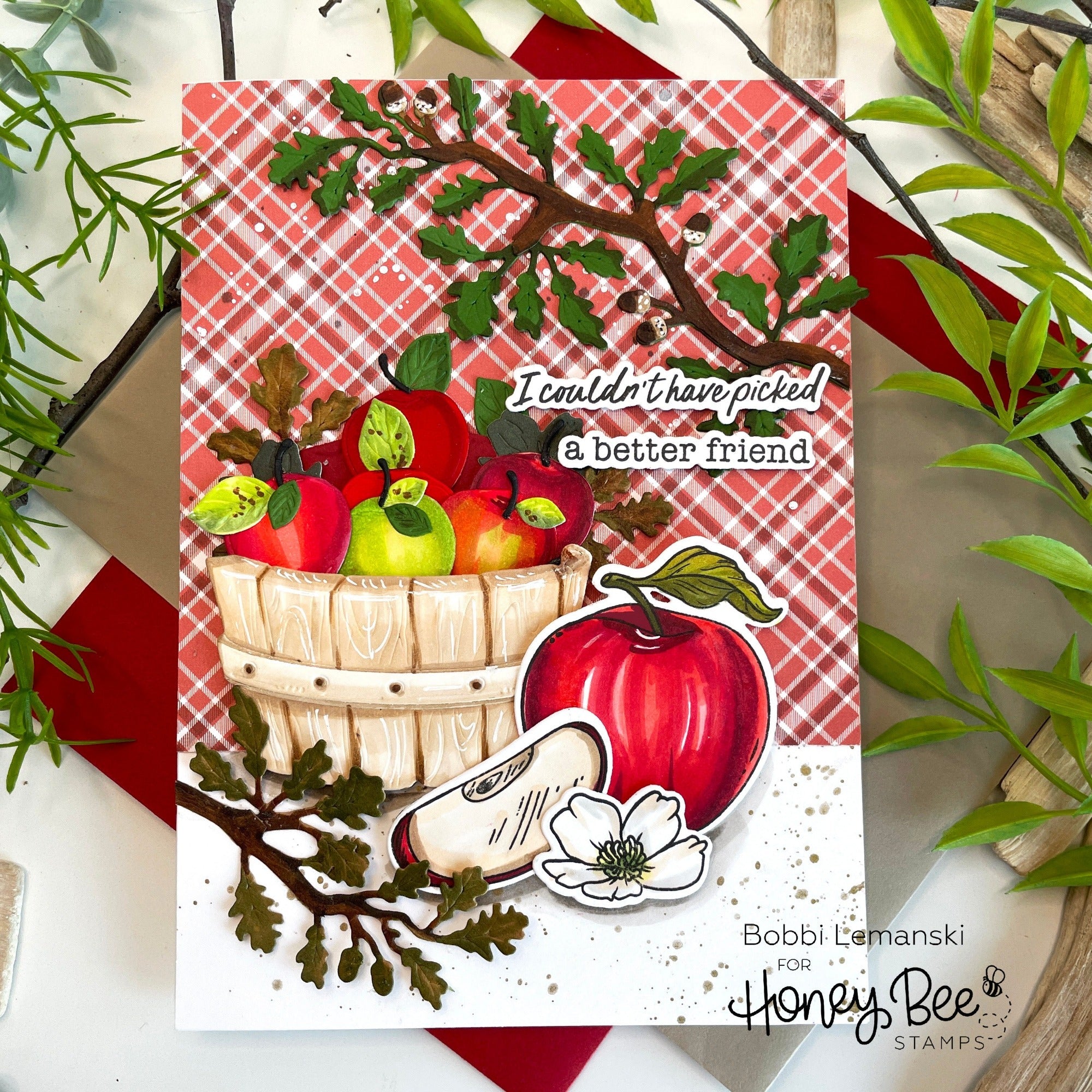 Honey Bee Lovely Layers Oak Branch Dies hbds-lloakb I Couldn't Have Picked A Better Friend Card