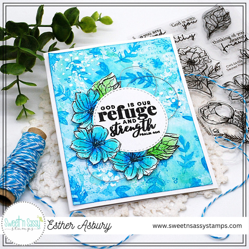 Sweet 'N Sassy Itty Bitty Silhouette Blossoms Clear Stamps cws-24-009 God Is Our Refuge Card