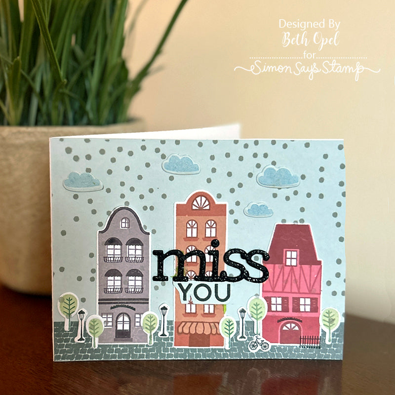 Simon Says Stamp European Street Add Ons Wafer Dies 1004sdc Smitten Miss You Card