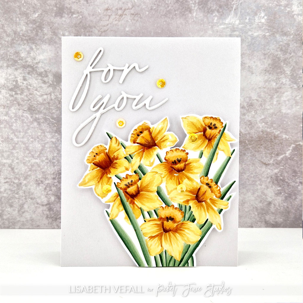 Picket Fence Studios Triandrus Daffodils Clear Stamps f-166 for you