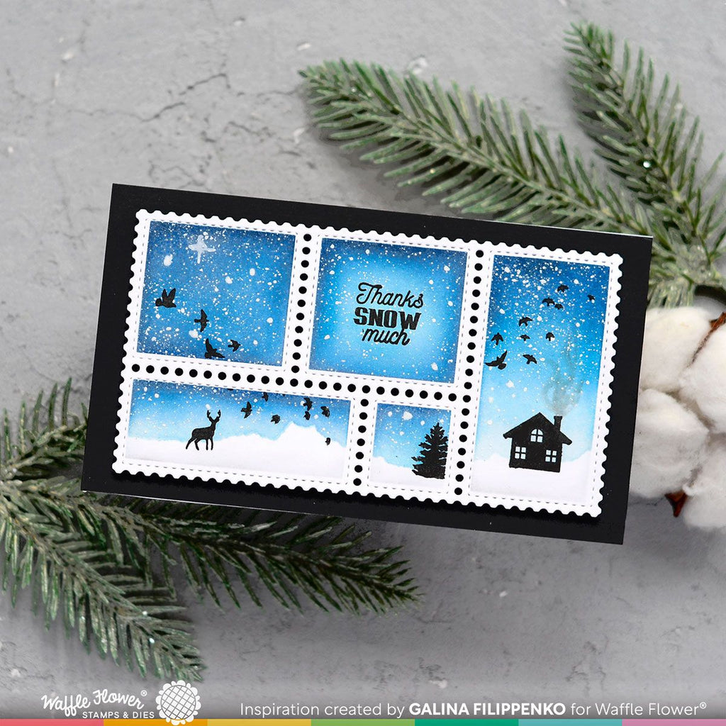 Waffle Flower Winter View Clear Stamps 421623 winter scene