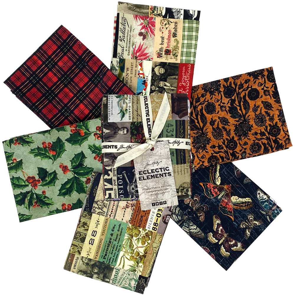 Tim Holtz Fabric Palette Canvas Cloth Seasonal Bundle of 6 Fat Quarters