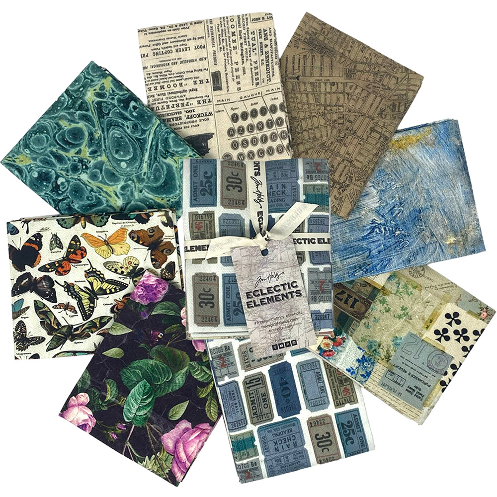 Tim Holtz Fabric Palette Canvas Collage Tickets Bundle of 8 Fat Quarters CLOTH