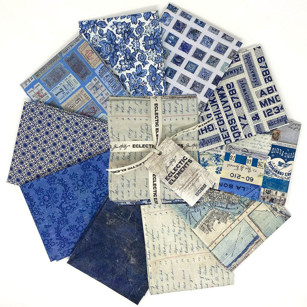 Tim Holtz Fabric Palette Indigo Bundle of 10 Fat Quarters