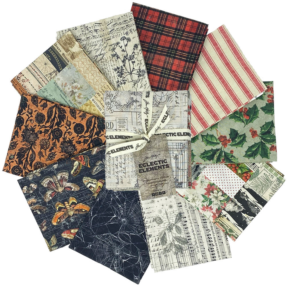 Tim Holtz Fabric Palette Seasonal Bundle of 5 Fat Quarters Halloween And Christmas th25hc