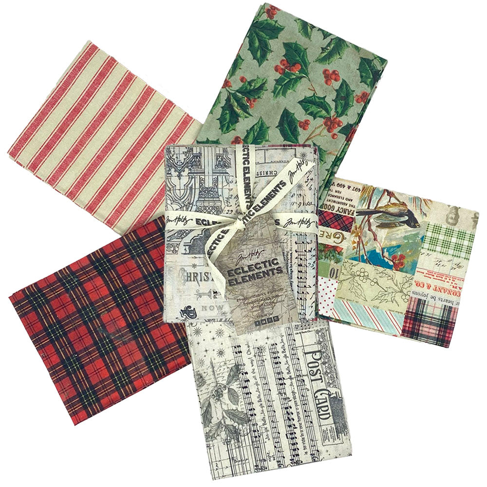 Tim Holtz Fabric Palette Christmas Bundle of 5 Fat Quarters