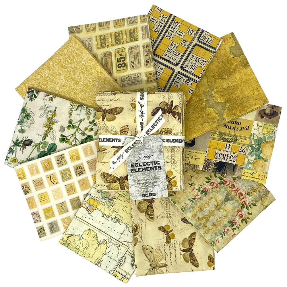 Tim Holtz Fabric Palette Yellow Bundle of 10 Fat Quarters