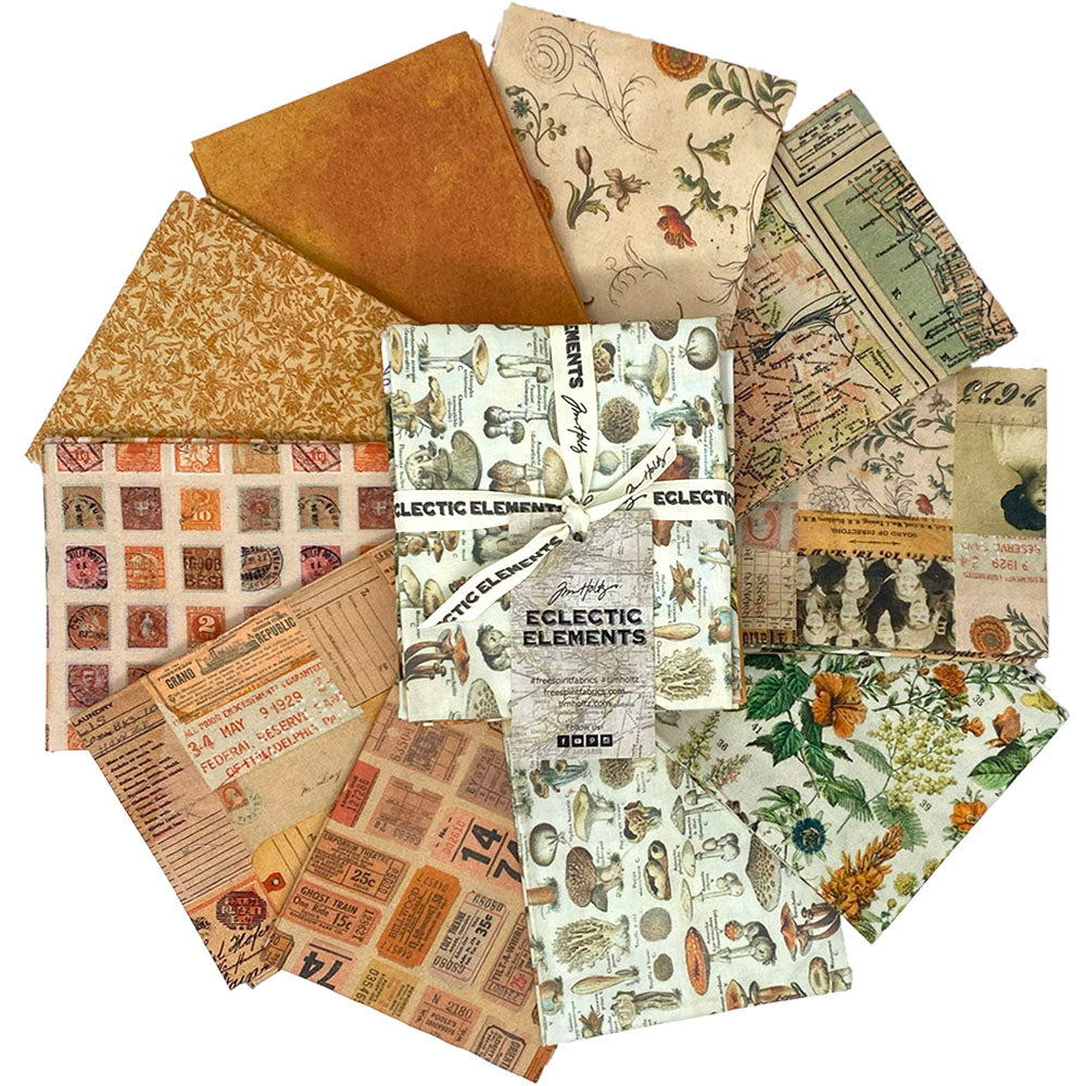 Tim Holtz Fabric Palette Orange Bundle of 10 Fat Quarters