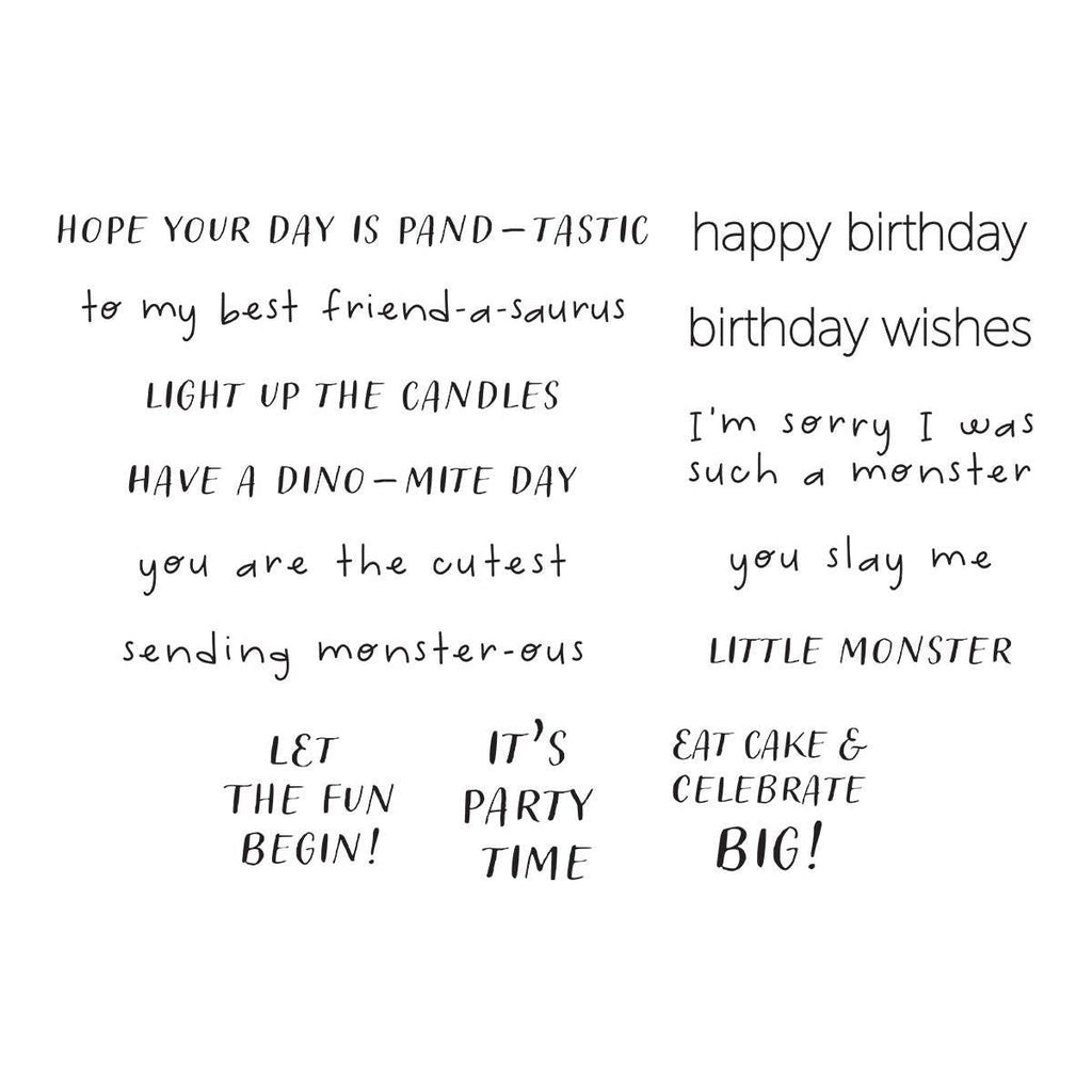 stp-221 Spellbinders Monster Birthday Sentiments Clear Stamps