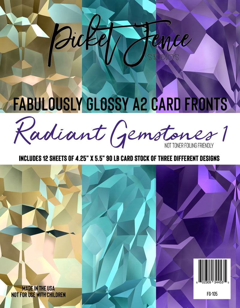 Picket Fence Studios Glossy A2 Card Fronts Radiant Gemstones 1 fg-105