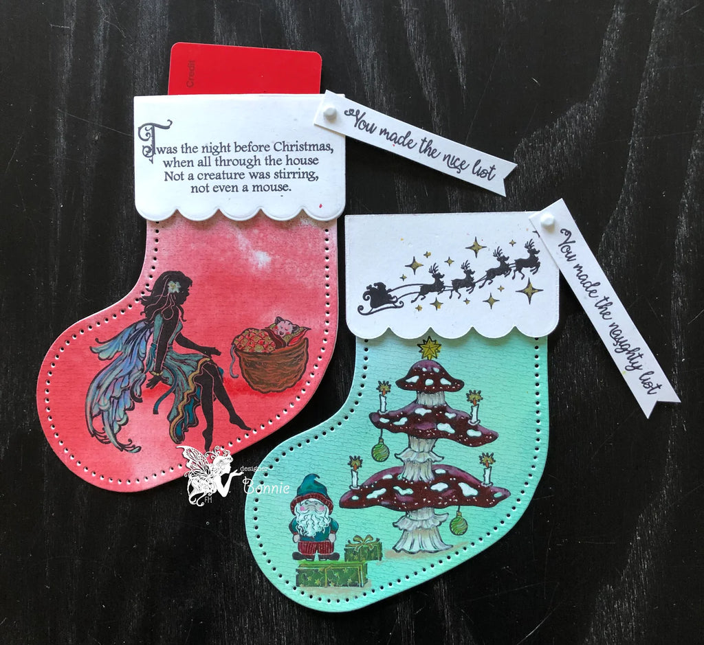 Fairy Hugs Holiday Mushroom Clear Stamps fhs-636 stockings