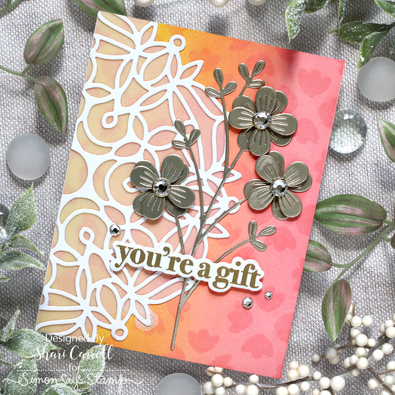 Simon Says Stamp Fine Floral Stem Wafer Dies s870 Splendor Friend Card