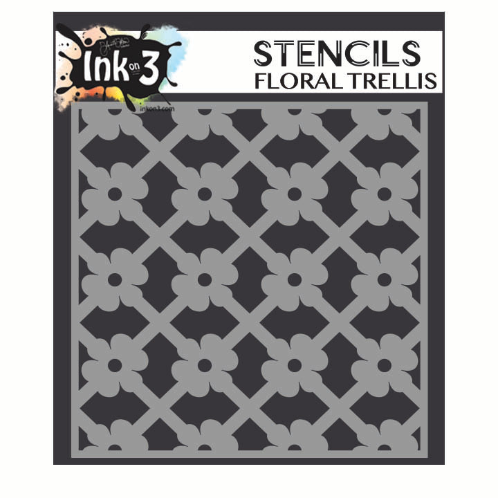 Inkon3 Floral Trellis 6x6 Stencil