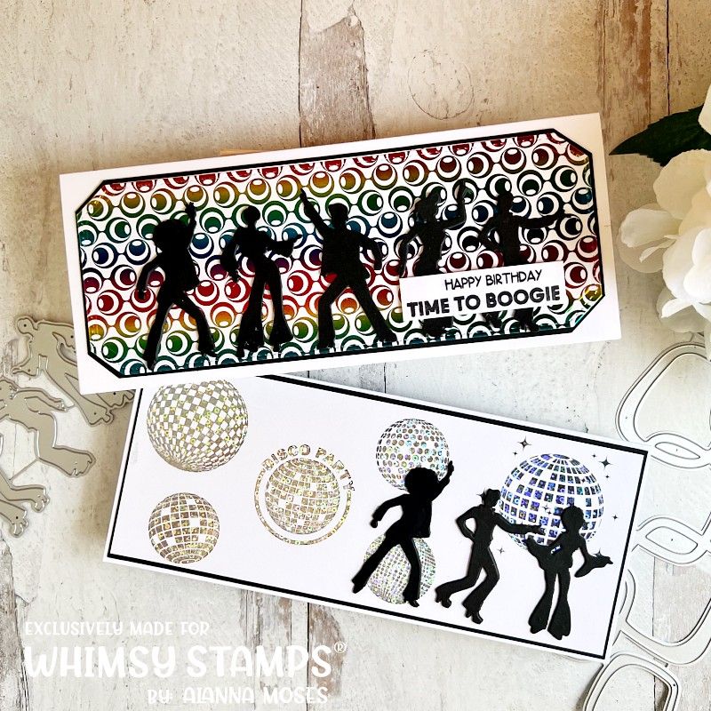 Whimsy Stamps Slimline Retro Groovy Toner Card Pack WSTCSL-07 glitter