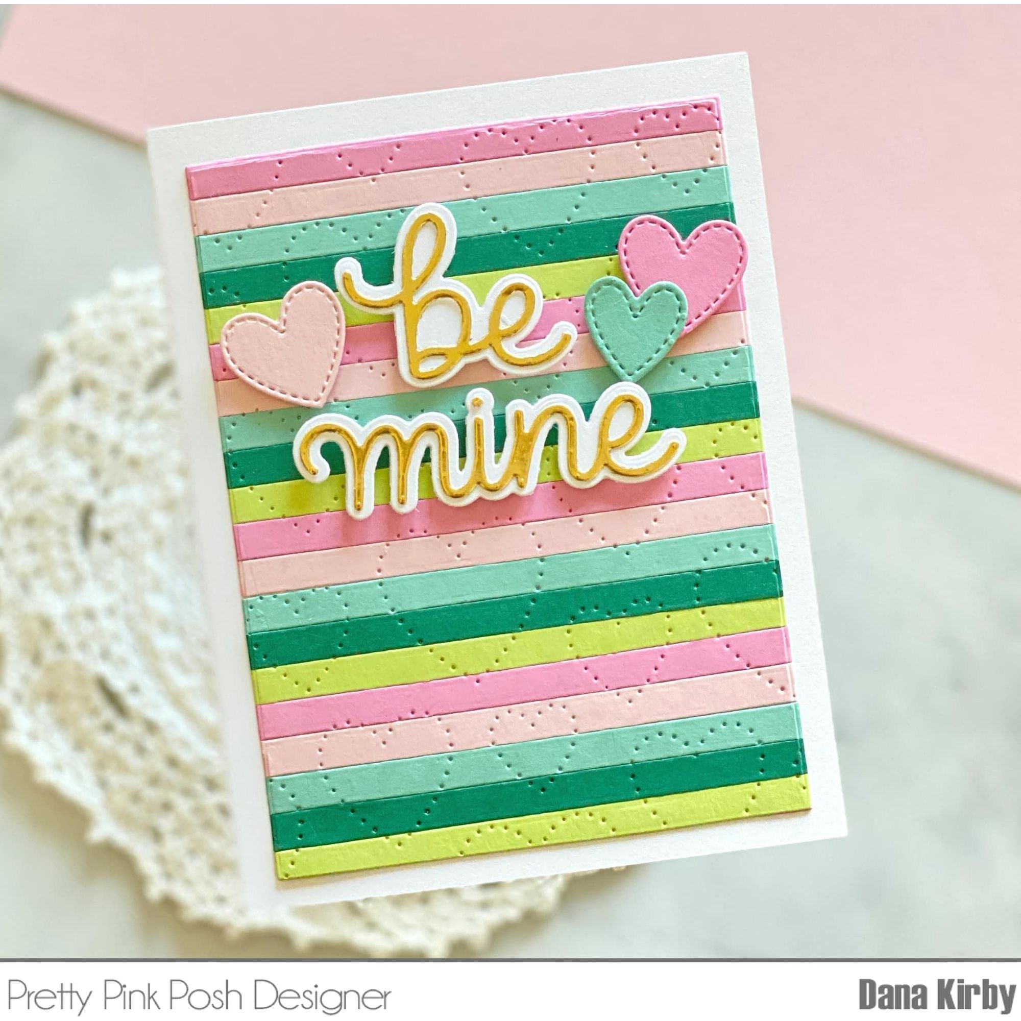 Pretty Pink Posh Be Mine Script Hot Foil Plate pink hearts