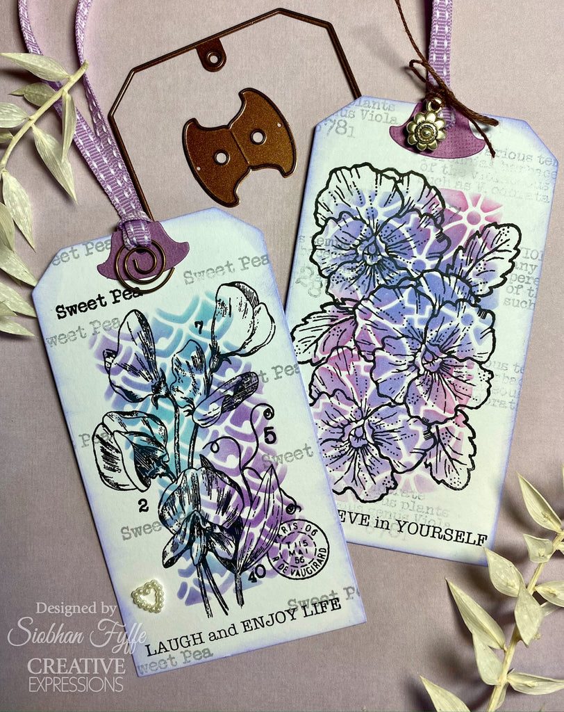 Woodware Craft Collection Mini Violet Clear Stamps frm076 tags