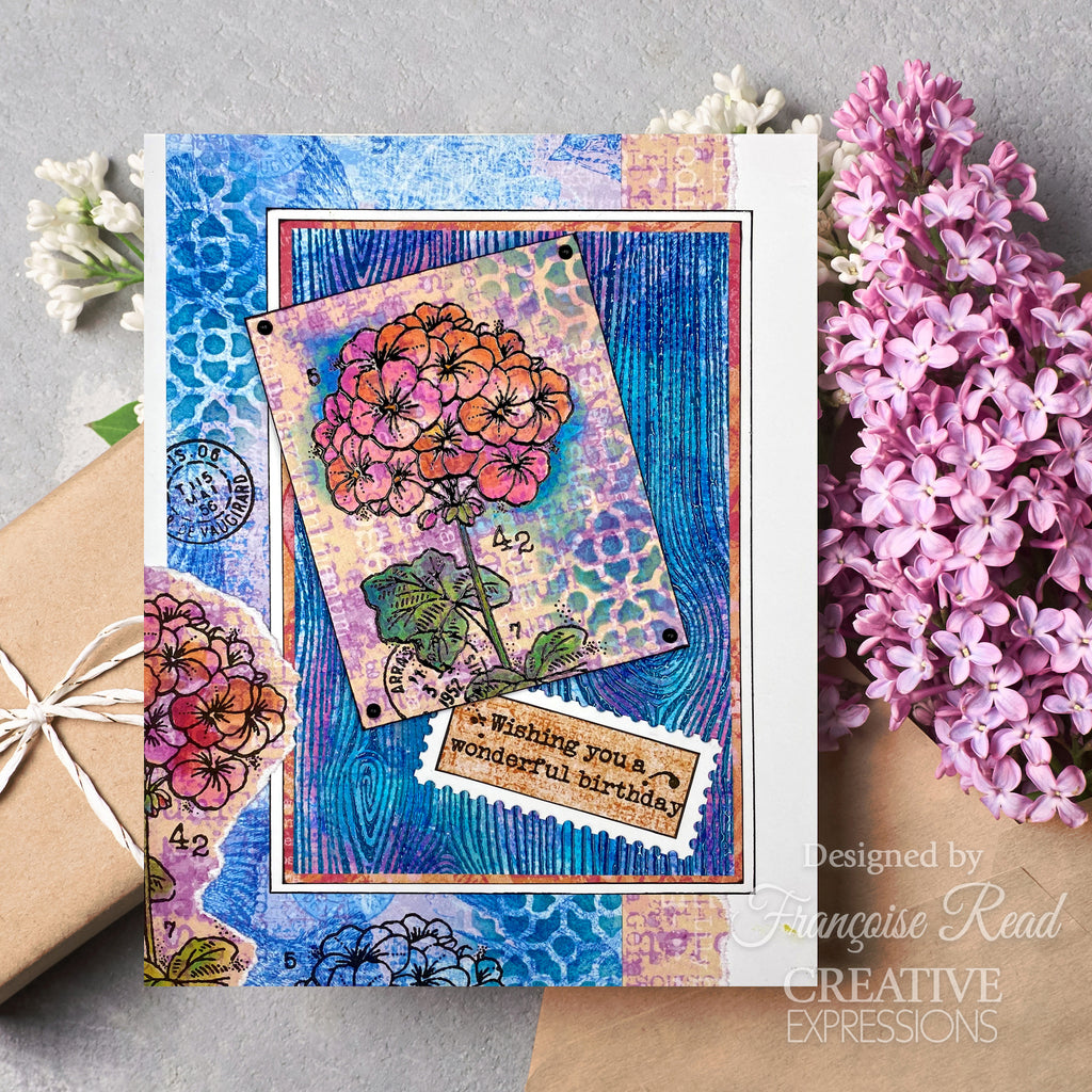 Woodware Craft Collection Mini Geranium Clear Stamps frm079 birthday