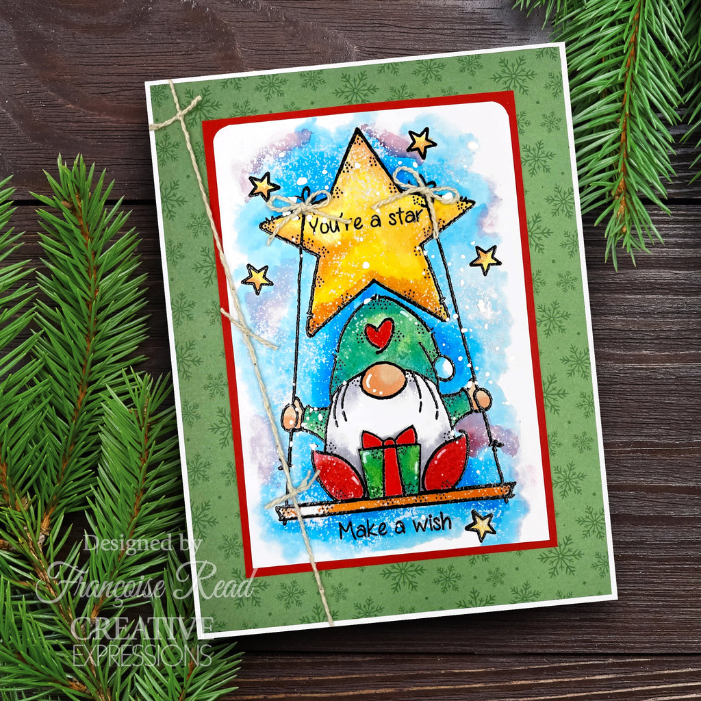 Woodware Craft Collection Star Gnome Clear Stamps frs1002 christmas card