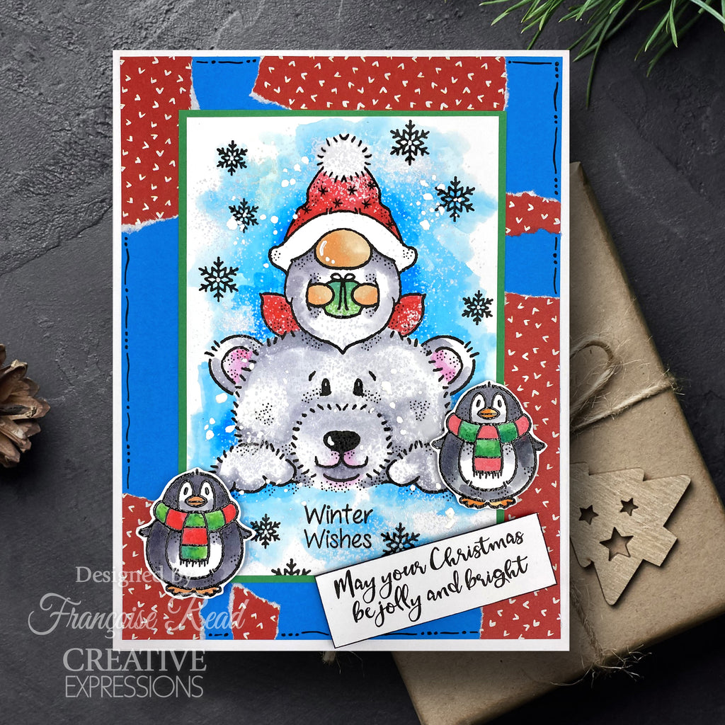 Woodware Craft Collection Norman & Friends Clear Stamps frs1003 christmas gnome card