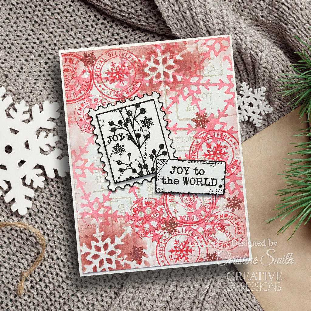 Woodware Craft Collection Christmas Distressed Labels Clear Stamps frs1019 joy to the world