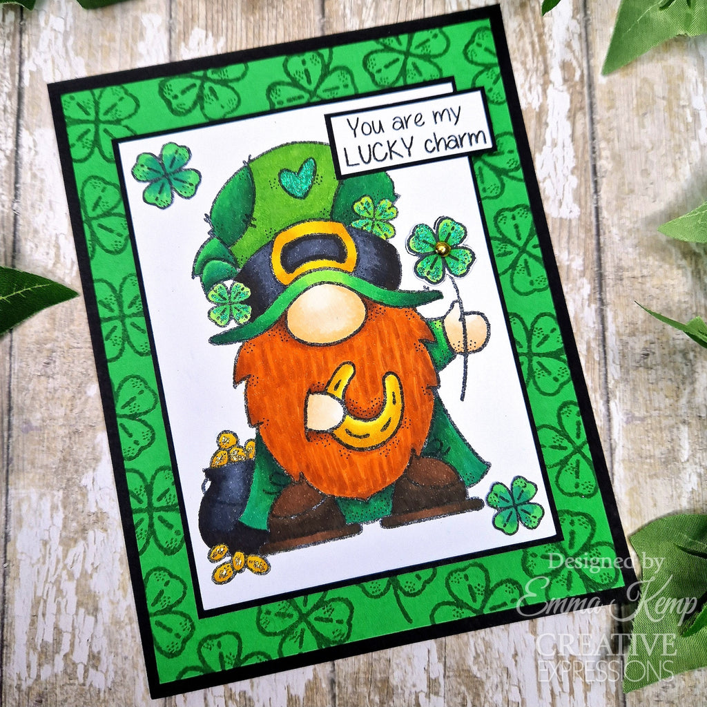 Woodware Craft Collection Lucky Gnome Clear Stamps frs1028 lucky charm