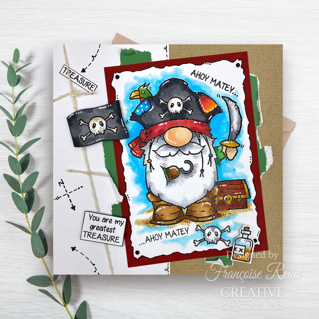 Woodware Craft Collection Pirate Gnome Clear Stamps frs1030 greatest treasure