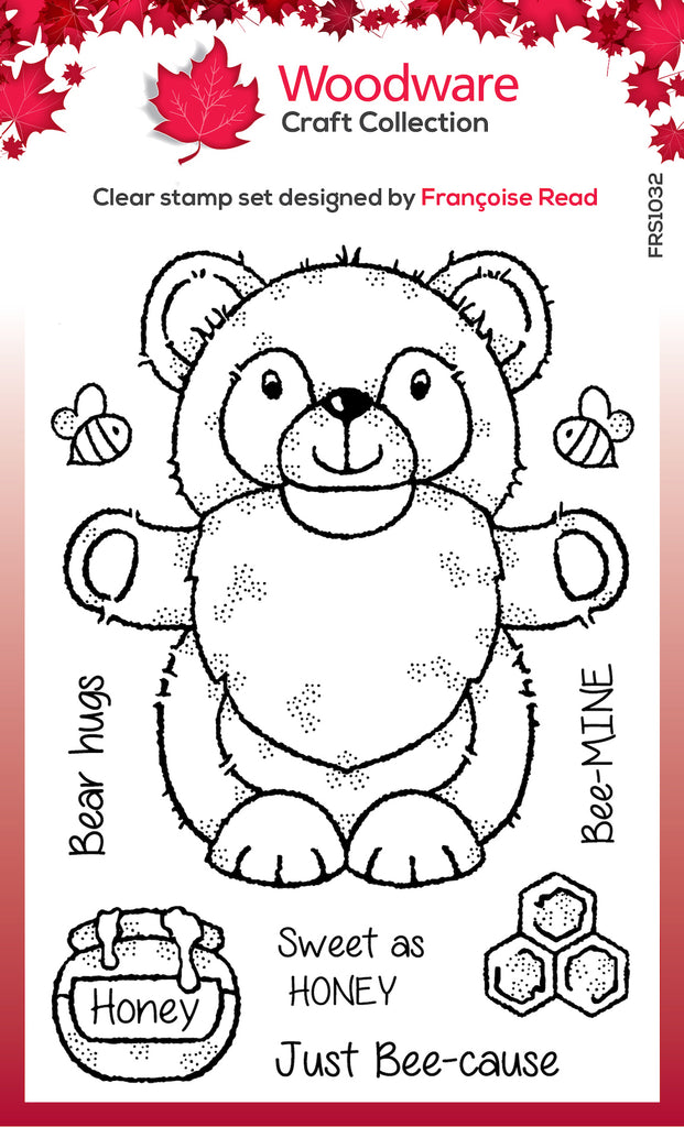 Woodware Craft Collection Honey Bear Gnome Clear Stamps frs1032