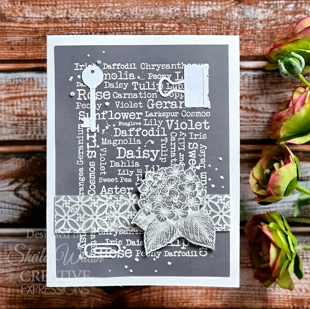 Woodware Craft Collection Flower Names Clear Stamp frs1037 monochromatic