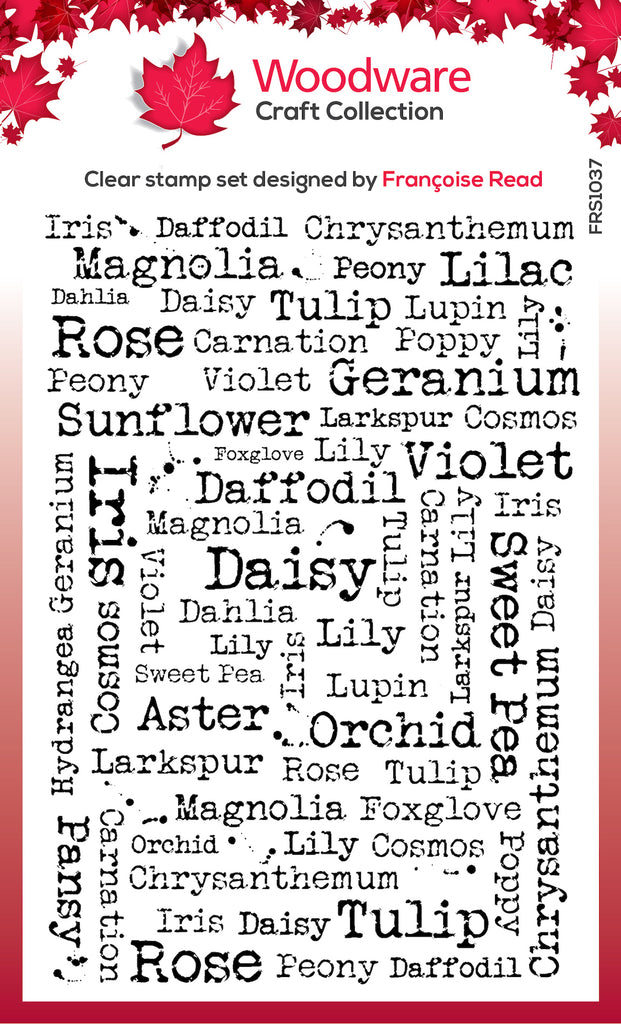 Woodware Craft Collection Flower Names Clear Stamp frs1037