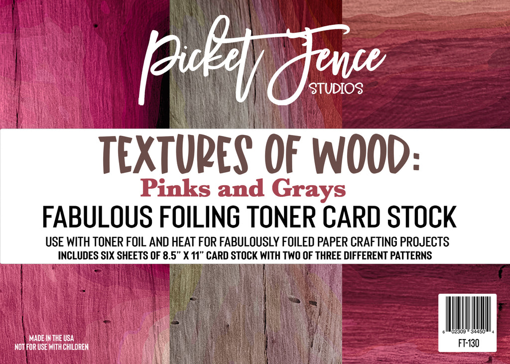 Picket Fence Studios Textures of Wood: Pinks and Grays Foiling Toner Card Stock ft-130
