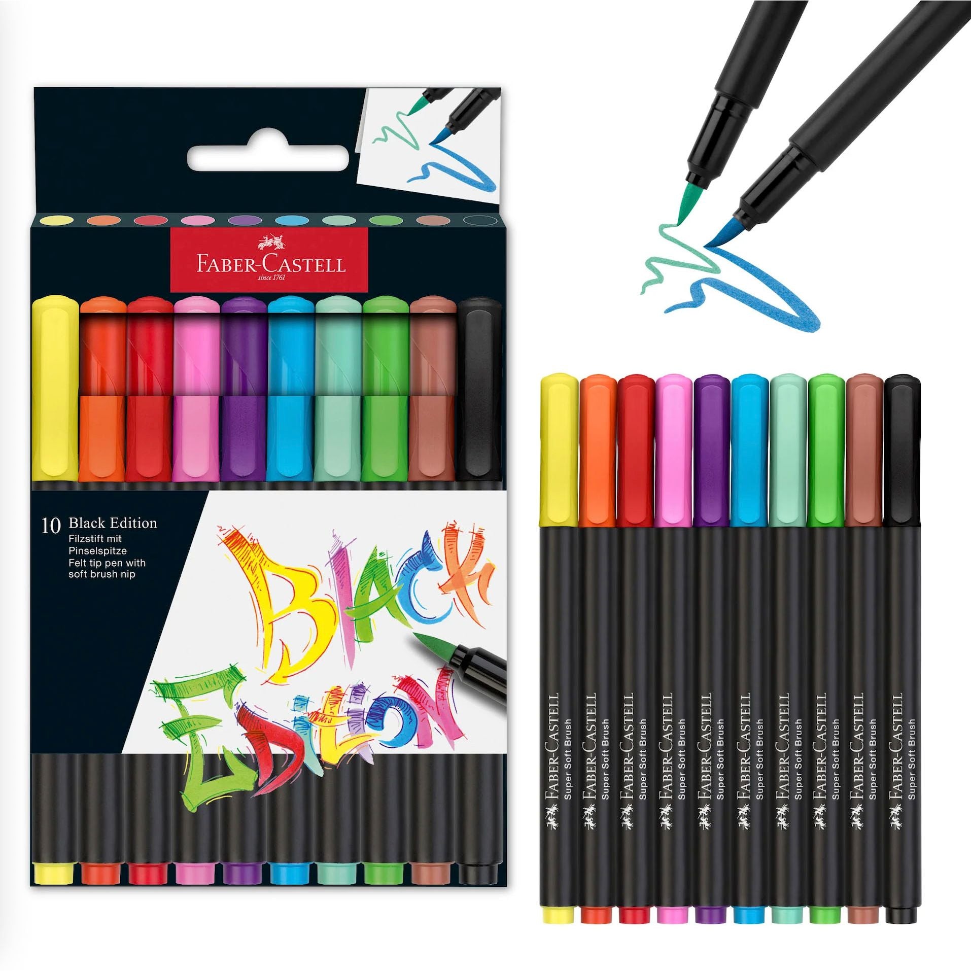 Faber-Castell Black Edition Felt Tip Brush Pen Set fc116451