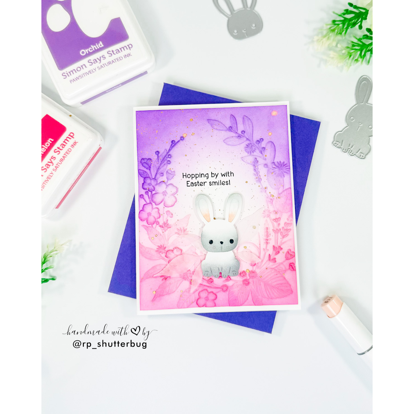 Simon Says Stamp Fable Cute Bunny Wafer Dies s1148 Beautiful Moments Easter Card